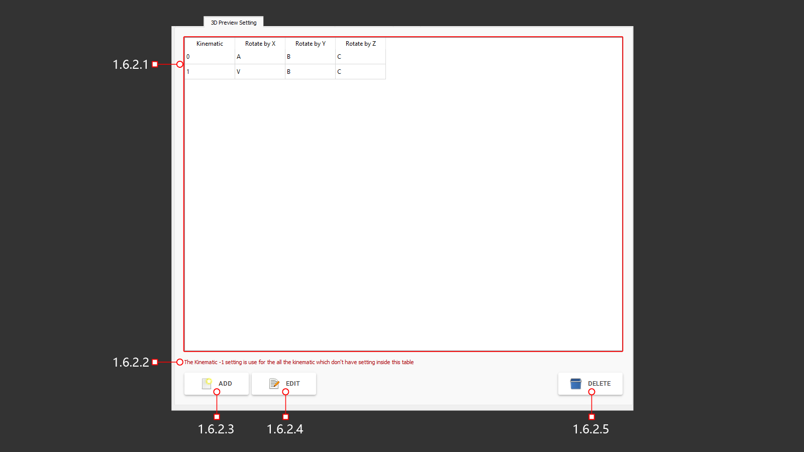 3D Preview Setting tab