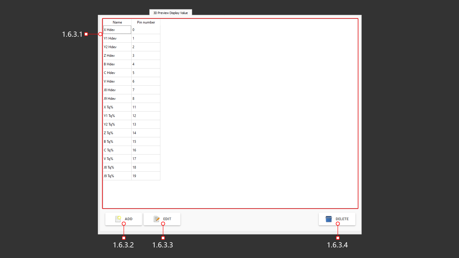 3D Preview Display Value tab