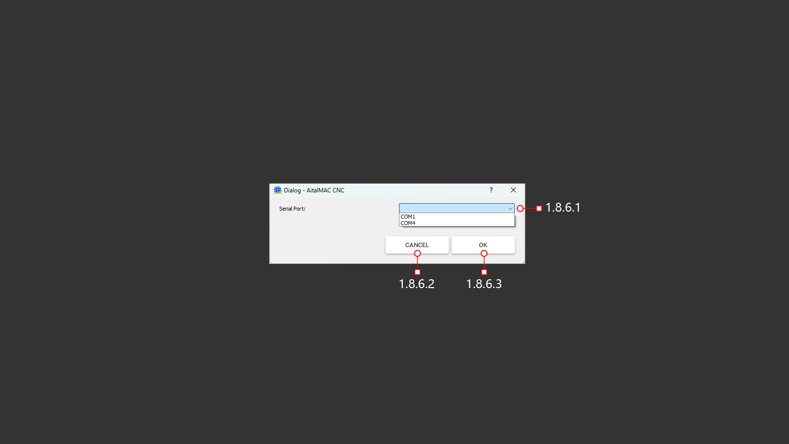 Port selection window