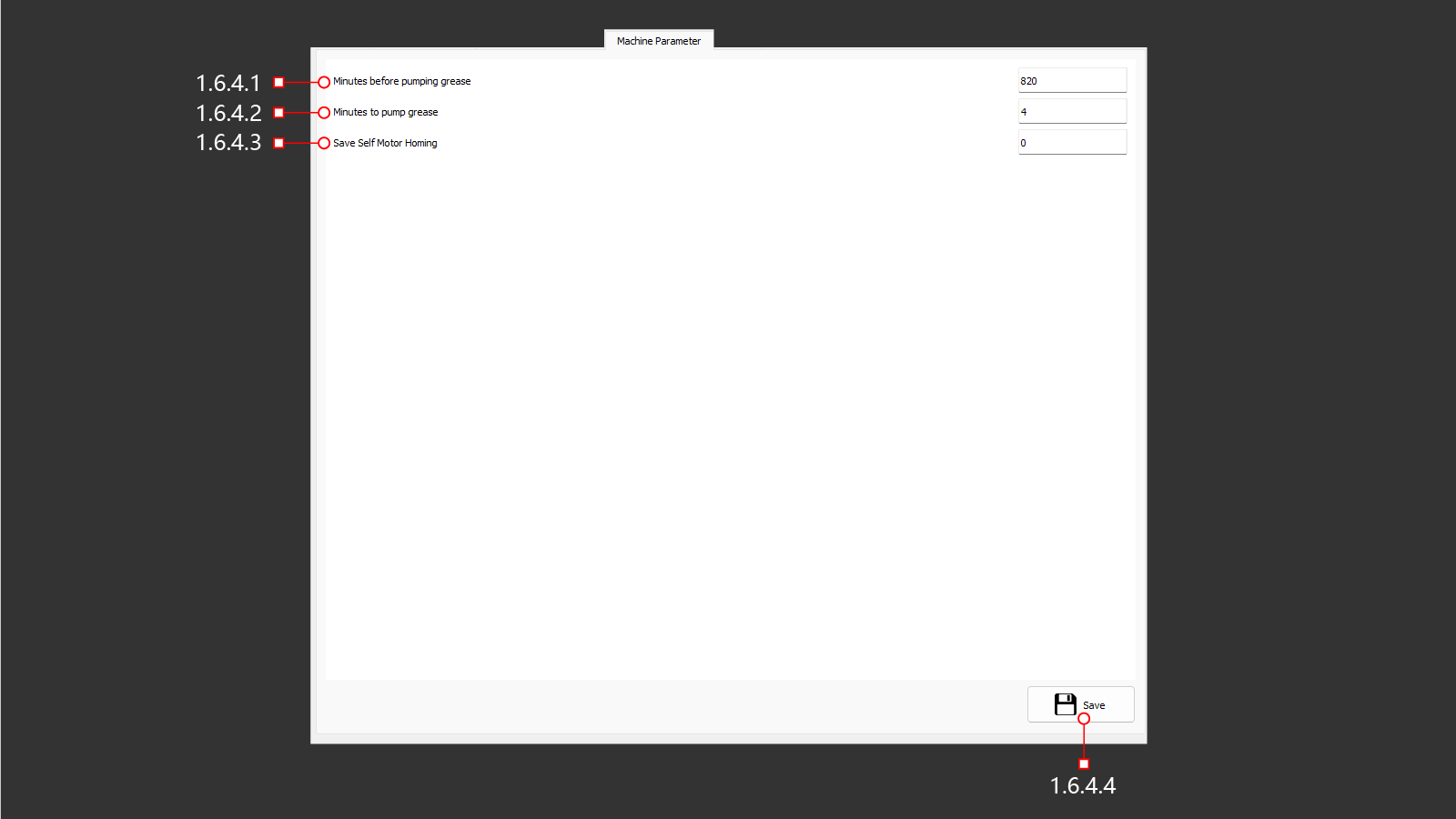 Machine Parameter tab